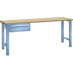 LISTA - Établi 27x36E (LxPxH) 2000x800x850mm 1 tiroir (1x150) 75kg hêtre KEY Lock Bleu clair RAL 5012