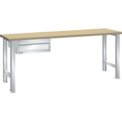 LISTA - Établi 27x36E (LxPxH) 2000x800x850mm 1 tiroir (1x150) 75kg hêtre KEY Lock Gris clair RAL 7035