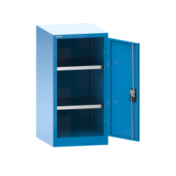 LISTA - Armoire à portes battantes avec 2 portes en tôle pleine charnière (LxPxH) 1000x400x1000mm 2 rayons KEY Lock Bleu clair RAL 5012