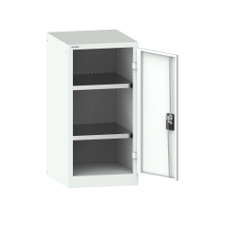 LISTA - Armoire à portes battantes avec 2 portes en tôle pleine charnière (LxPxH) 1000x500x1000mm 2 rayons KEY Lock Gris clair RAL 7035