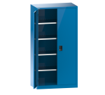 Armoire à 2 portes battantes pleines charnières Lista H 195 cm 4 étagères amovibles Key lock