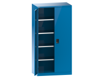 Armoire à 2 portes battantes pleines charnières Lista H 195 cm 4 étagères amovibles Key lock