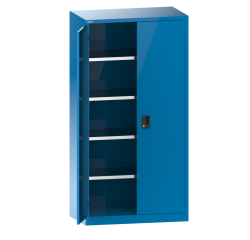 Armoire à 2 portes battantes pleines charnières Lista H 195 cm 4 étagères amovibles Key lock