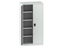 Armoire à 2 portes battantes pleines charnières Lista H 195 cm 4 étagères amovibles Key lock