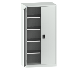 Armoire à 2 portes battantes pleines charnières Lista H 195 cm 4 étagères amovibles Key lock