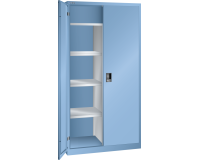 Armoire à 2 portes battantes pleines charnières avec une paroi de séparation et vestiaire Lista H 195 x L 100 x P 50 cm 4 étagères amovibles Key Lock