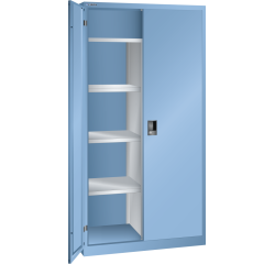 Armoire à 2 portes battantes pleines charnières avec une paroi de séparation et vestiaire Lista H 195 x L 100 x P 50 cm 4 étagères amovibles Key Lock