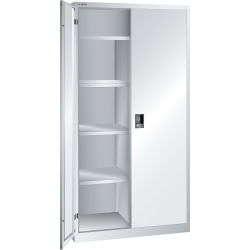 LISTA - Armoire à portes battantes avec 2 portes en tôle pleine charnière, paroi de séparation et vestiaire (LxPxH) 1000x500x1950mm KEY Lock Gris clair RAL 7035