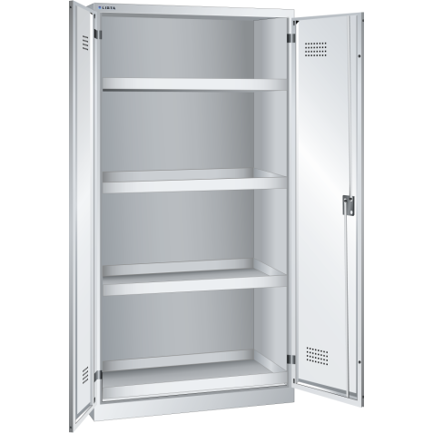 LISTA - Armoire de sûreté environnementale (LxPxH) 1000x500x1950mm 4 bacs de rétention 20l KEY Lock Gris clair RAL 7035
