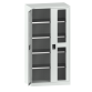 LISTA - Armoire à portes battantes avec 2 portes à fenêtre transparente charnière (LxPxH) 1250x400x1950mm 4 rayons KEY Lock Gris clair RAL 7035