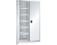 Armoire à portes battantes avec 2 portes en tôle pleine charnières et une paroi de séparation Lista  H 195 x L 100 cm 10 étagères amovibles Key Lock