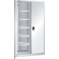 LISTA - Armoire à portes battantes avec 2 portes en tôle pleine charnière et paroi de séparation (LxPxH) 1000x580x1950mm 10 rayons KEY Lock Gris clair RAL 7035