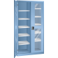 LISTA - Armoire à portes battantes avec 2 portes à fenêtre transparente charnière et paroi de séparation (LxPxH) 1000x500x1950mm 10 rayons KEY Lock Bleu clair RAL 5012