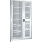 LISTA - Armoire à portes battantes avec 2 portes à fenêtre transparente charnière et paroi de séparation (LxPxH) 1000x500x1950mm 10 rayons KEY Lock Gris clair RAL 7035