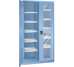 Armoire à 2 portes battantes à fenêtre transparente charnières et paroi de séparation Lista H 195 x L 100 cm 10 étagères amovibles Key Lock