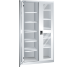 Armoire à 2 portes battantes à fenêtre transparente charnières et paroi de séparation Lista H 195 x L 100 cm 10 étagères amovibles Key Lock