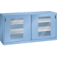 LISTA - Armoire à portes coulissantes avec 2 portes à fenêtre transparente et paroi de séparation (LxPxH) 2000x580x1000mm 4 rayons KEY Lock Bleu clair RAL 5012
