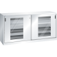 LISTA - Armoire à portes coulissantes avec 2 portes à fenêtre transparente et paroi de séparation (LxPxH) 2000x580x1000mm 2 rayons, 2 tiroirs, 4 rayons extensibles KEY Lock Gris clair RAL 7035