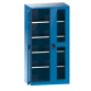 LISTA - Armoire à portes battantes avec 2 portes à fenêtre transparente charnière (LxPxH) 1000x580x1950mm 4 rayons KEY Lock Bleu clair RAL 5012