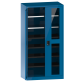 LISTA - Armoire à portes battantes avec 2 portes à fenêtre transparente charnière (LxPxH) 1000x580x1950mm 2 rayons, 4 rayons extensibles KEY Lock Bleu clair RAL 5012