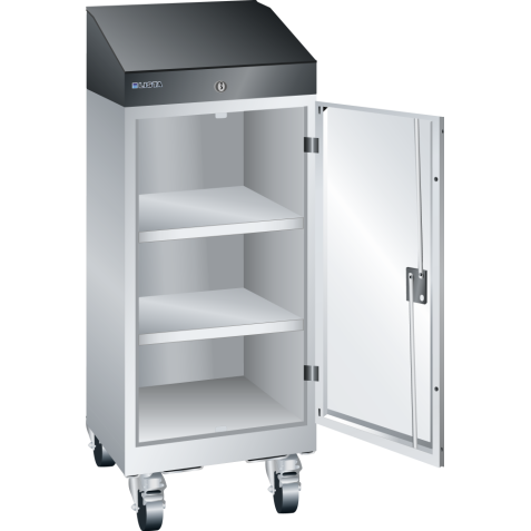 LISTA - Pupitre position debout mobile (LxPxH) 500x500x1320mm KEY Lock fermeture identique 2C 1 Gris clair RAL 7035