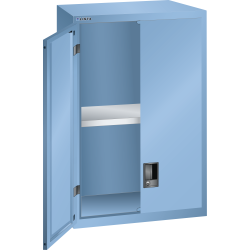 LISTA - Éléments supérieur pour armoires à tiroirs avec portes battantes en tôle pleine 36x27E (LxPxH) 717x572x1000mm KEY Lock Bleu clair RAL 5012