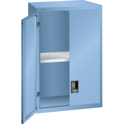 LISTA - Éléments supérieur pour armoires à tiroirs avec portes battantes en tôle pleine 36x27E (LxPxH) 717x572x1000mm KEY Lock Bleu clair RAL 5012