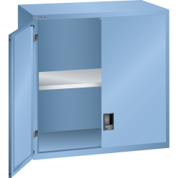 LISTA - Éléments supérieur pour armoires à tiroirs avec portes battantes en tôle pleine 54x36E (LxPxH) 1023x725x1000mm KEY Lock Bleu clair RAL 5012