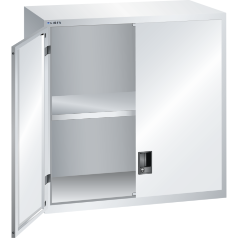 LISTA - Éléments supérieur pour armoires à tiroirs avec portes battantes en tôle pleine 54x36E (LxPxH) 1023x725x1000mm KEY Lock Gris clair RAL 7035