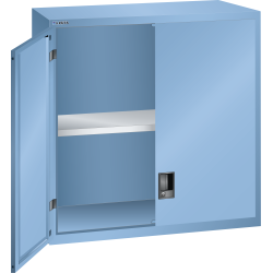 LISTA - Éléments supérieur pour armoires à tiroirs avec portes battantes en tôle pleine 54x27E (LxPxH) 1023x572x1000mm KEY Lock Bleu clair RAL 5012