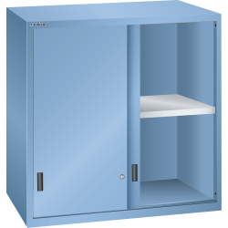 LISTA - Éléments supérieur pour armoires à tiroirs avec portes coulissantes en tôle pleine 54x36E (LxPxH) 1023x725x1000mm KEY Lock Bleu clair RAL 5012
