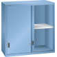 LISTA - Éléments supérieur pour armoires à tiroirs avec portes coulissantes en tôle pleine 54x27E (LxPxH) 1023x572x1000mm KEY Lock Bleu clair RAL 5012