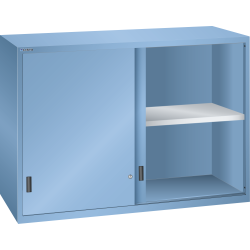 LISTA - Éléments supérieur pour armoires à tiroirs avec portes coulissantes en tôle pleine 78x36E (LxPxH) 1431x725x1000mm KEY Lock Bleu clair RAL 5012