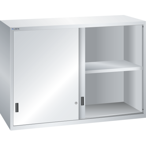 LISTA - Éléments supérieur pour armoires à tiroirs avec portes coulissantes en tôle pleine 78x36E (LxPxH) 1431x725x1000mm KEY Lock Gris clair RAL 7035
