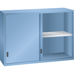 LISTA - Éléments supérieur pour armoires à tiroirs avec portes coulissantes en tôle pleine 78x27E (LxPxH) 1431x572x1000mm KEY Lock Bleu clair RAL 5012