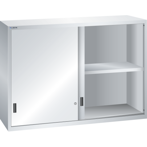 LISTA - Éléments supérieur pour armoires à tiroirs avec portes coulissantes en tôle pleine 78x27E (LxPxH) 1431x572x1000mm KEY Lock Gris clair RAL 7035