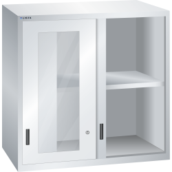 LISTA - Éléments supérieur pour armoires à tiroirs avec portes coulissantes à fenêtre transparente 54x36E (LxPxH) 1023x725x1000mm KEY Lock Gris clair RAL 7035