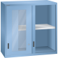 LISTA - Éléments supérieur pour armoires à tiroirs avec portes coulissantes à fenêtre transparente 54x27E (LxPxH) 1023x572x1000mm KEY Lock Bleu clair RAL 5012
