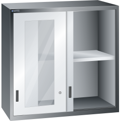 LISTA - Éléments supérieur pour armoires à tiroirs avec portes coulissantes à fenêtre transparente 54x27E (LxPxH) 1023x572x1000mm KEY Lock Gris clair RAL 7035