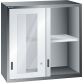 LISTA - Éléments supérieur pour armoires à tiroirs avec portes coulissantes à fenêtre transparente 54x27E (LxPxH) 1023x572x1000mm KEY Lock Gris clair RAL 7035