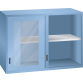 LISTA - Éléments supérieur pour armoires à tiroirs avec portes coulissantes à fenêtre transparente 78x36E (LxPxH) 1431x725x1000mm KEY Lock Bleu clair RAL 5012
