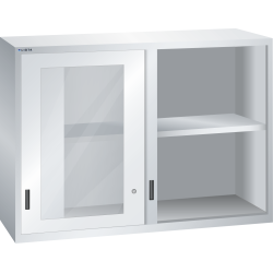 LISTA - Éléments supérieur pour armoires à tiroirs avec portes coulissantes à fenêtre transparente 78x27E (LxPxH) 1431x572x1000mm KEY Lock Gris clair RAL 7035