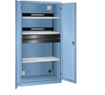 LISTA - Armoire charge batterie H 195 x L 100 x P 58 cm - 2 rampes électrique avec 5 prises (230V) - 2 tiroirs laqués gris anthracite