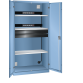 LISTA - Armoire charge batterie H 195 x L 100 x P 58 cm - 2 rampes électrique avec 5 prises (230V) - 2 tiroirs laqués gris anthracite
