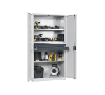 LISTA - Armoire charge batterie H 195 x L 100 x P 58 cm - 2 rampes électrique avec 5 prises (230V) - 2 tiroirs laqués gris anthracite