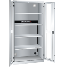 LISTA - Armoire charge batterie H 195 x L 100 x P 58 cm - 1 rampe électrique de 5 prises (230V) sur la paroi arrière