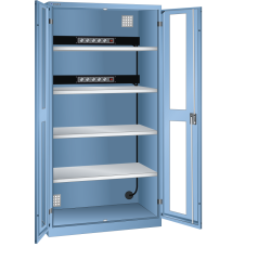 LISTA - Armoire charge batterie H 195 x L 100 x P 58 cm - 2 rampes électriques de 5 prises (230V) sur la paroi arrière