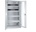 LISTA - Armoire charge batterie H 195 x L 100 x P 58 cm - 2 rampes électriques de 5 prises (230V) sur la paroi arrière