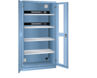 LISTA - Armoire charge batterie H 195 x L 100 x P 58 cm - 2 rampes électrique avec 5 prises (230V) sur la paroi arrière, FI/LS