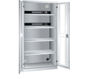 LISTA - Armoire charge batterie H 195 x L 100 x P 58 cm - 2 rampes électrique avec 5 prises (230V) sur la paroi arrière, FI/LS